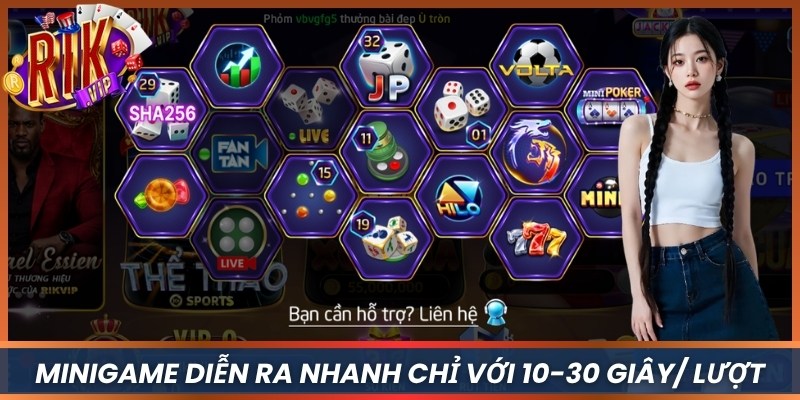 Minigame diễn ra nhanh chỉ với 10-30 giây một lượt chơi